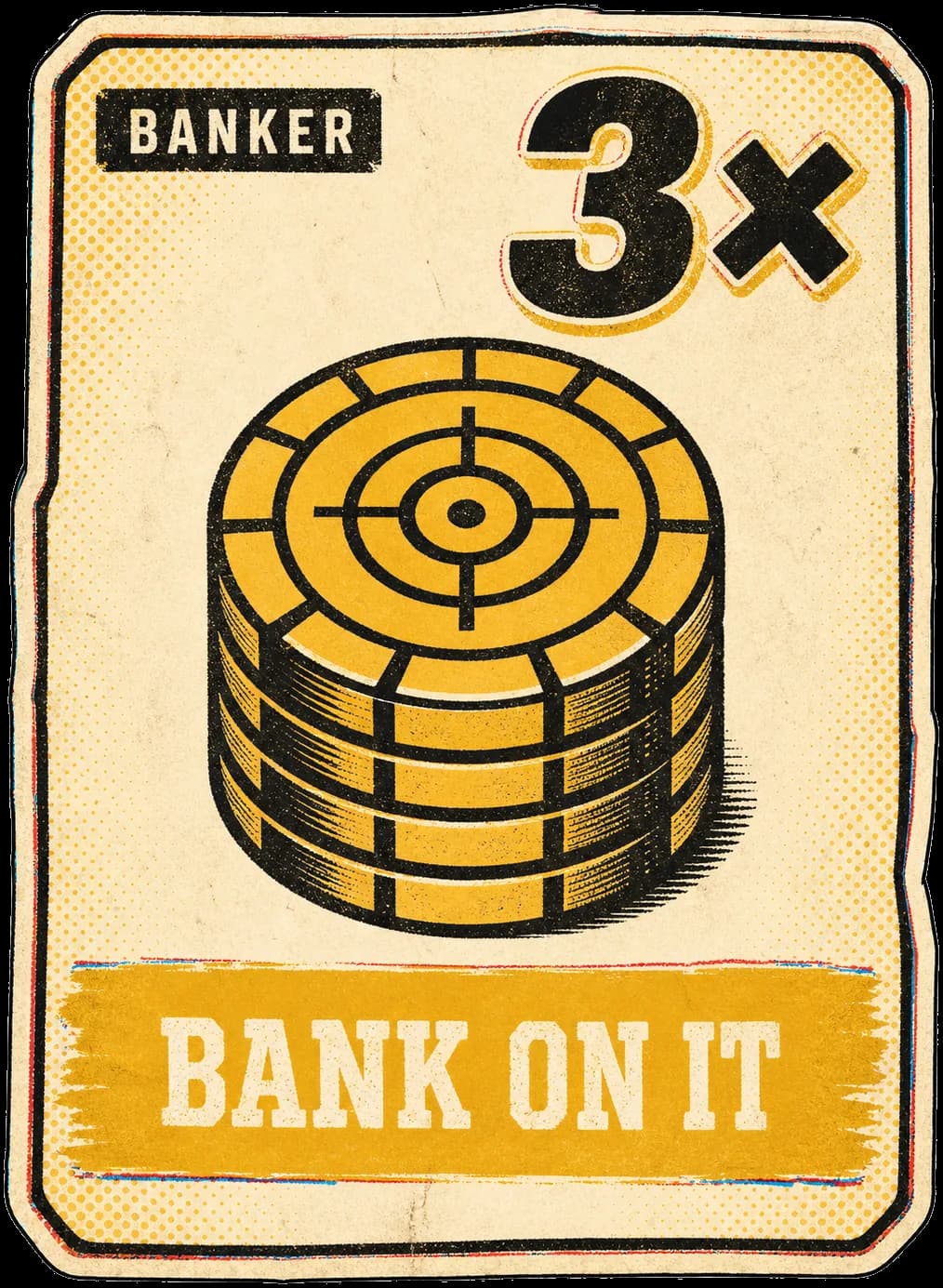 Banker chip · stack of bullseye coins