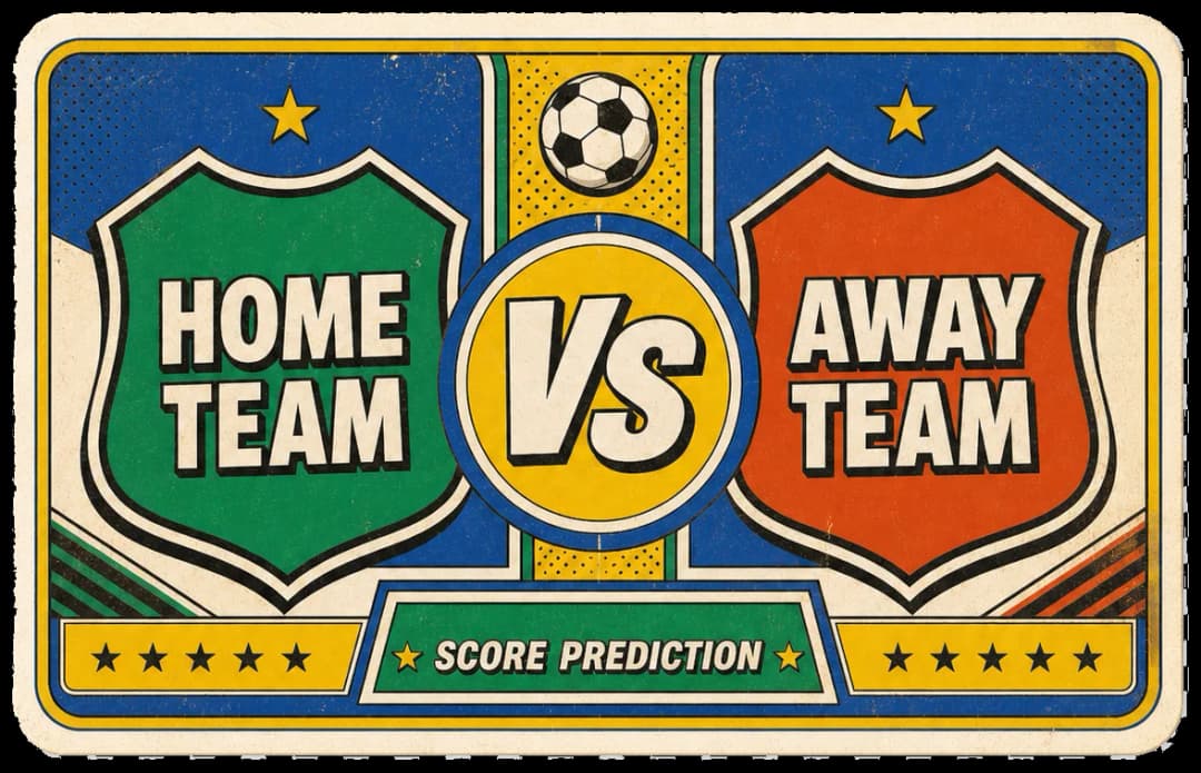 Match prediction card showing home vs away with a score panel